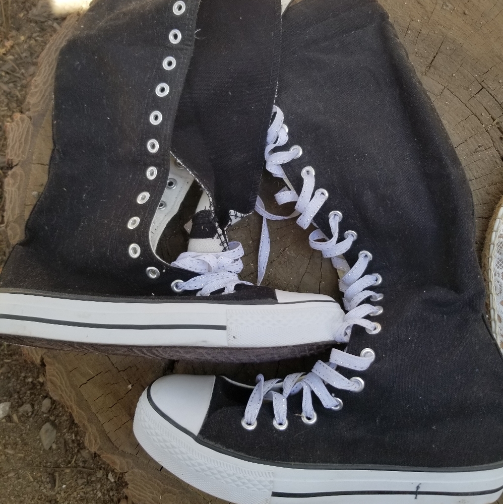 Knee high lace up shoes